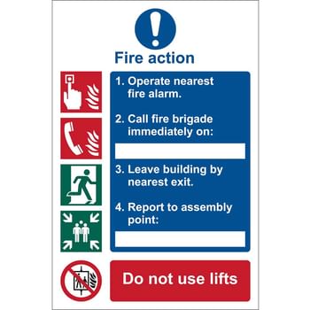 Draper Fire Action Procedure Sign