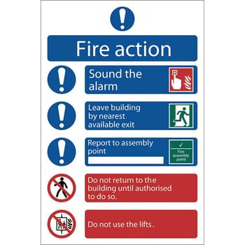 Draper Fire Action Procedure Sign