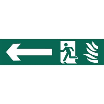 Draper Running Man Arrow Left Fire Safety Sign