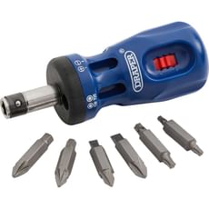 Draper Stubby Ratchet Screwdriver and 6 Piece Bit Set