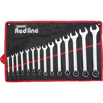 Draper Redline 14 Piece Combination Spanner Set in Tool Roll
