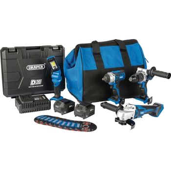 Draper D20 20v Cordless 4 Piece Workshop Power Tool Kit