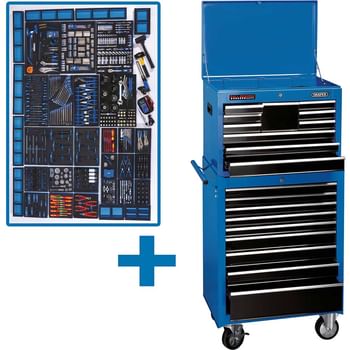 Draper Mechanics Megakit Roller Cabinet, Top Chest and 700 Piece Tool Kit