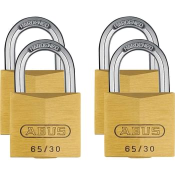 Abus 65 Series Brass Padlock Pack of 4 Keyed Alike