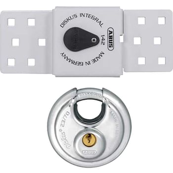 ABUS 142 Sliding Door Van Lock and 23 70mm Diskus Padlock Set