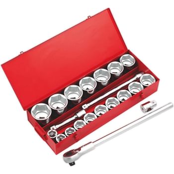 Sealey 22 Piece 1" Drive Hexagon Wall Socket Set Metric