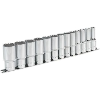 Sealey 13 Piece 1/2" Drive Deep Bi Hexagon WallDrive Socket Set Imperial