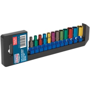 Sealey 12 Piece 1/4" Drive Coloured Hexagon WallDrive Socket Set Metric