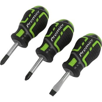 Sealey Gripmax 3 Piece Hi Vis Stubby Screwdriver Set