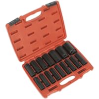 Sealey AK5816M 16 Piece 1/2" Drive Deep Hexagon WallDrive Impact Socket Set Metric 