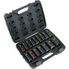 Sealey 16 Piece 1/2" Drive Deep Colour Coded Hexagon Impact Socket Set Sealey 16 Piece 1/2" Drive Deep Colour Coded Hexagon Impact Socket Set