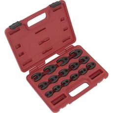 Sealey 15 Piece 3/8" Drive Crow Foot Spanner Set Black Metric