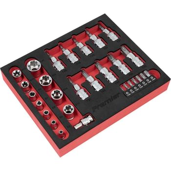 Sealey 29 Piece Combination Drive Torx Socket and Security Bit Set