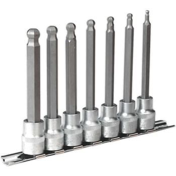 Sealey 7 Piece 3/8" Drive Ball End Long Hexagon Socket Bit Set Metric