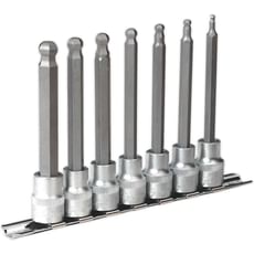 Sealey 7 Piece 3/8" Drive Ball End Long Hexagon Socket Bit Set Metric Sealey 7 Piece 3/8" Drive Ball End Long Hexagon Socket Bit Set Metric