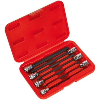 Sealey 7 Piece 3/8" Drive Extra Long Reach Hexagon Socket Bit Set Metric