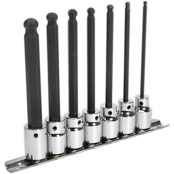 Sealey 7 Piece 3/8" Drive Ball End Hexagon Socket Bit Set Metric