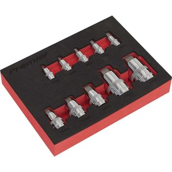 Sealey 10 Piece Combination Drive Stubby Hex Socket Bit Set