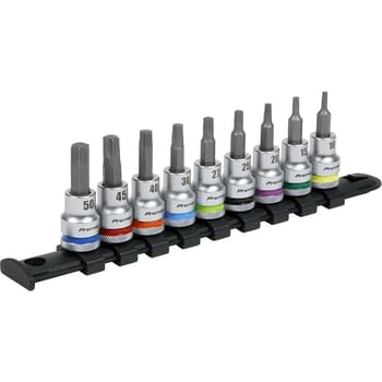 Sealey 9 Piece Colour Coded 3/8" Drive Torx Socket Bit Set