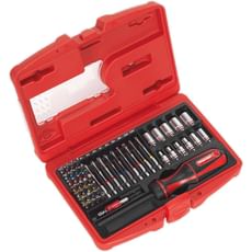 Sealey 50 Piece Fine Tooth Ratchet Screwdriver Bit and Socket Set