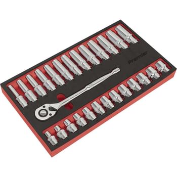 Sealey 27 Piece 1/2" Drive Socket Set in Foam Module