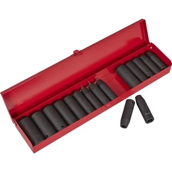 Sealey 17 Piece 1/2" Drive Deep Hexagon Impact Socket Set Metric and Imperial