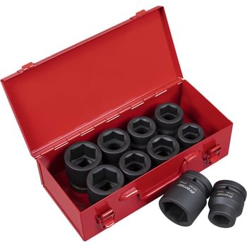 Sealey 11 Piece 1" Drive Hexagon Impact Socket Set Metric and Imperial