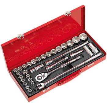 Sealey 33 Piece 1/2" Drive Hexagon WallDrive Socket Set Metric and Imperial