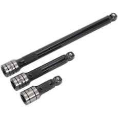 Sealey AK7692 1/2 Drive 3 Piece Wobble Rigid Extension Bar Adaptor and Universal Joint Set