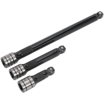 Sealey AK7692 1/2 Drive 3 Piece Wobble Rigid Extension Bar Adaptor and Universal Joint Set