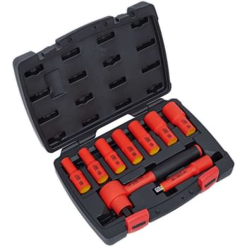 Sealey 9 Piece 3/8" Drive VDE Insulated Hexagon WallDrive Socket Set