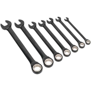 Sealey Black Series 7 Piece Combination Ratchet Spanner Set
