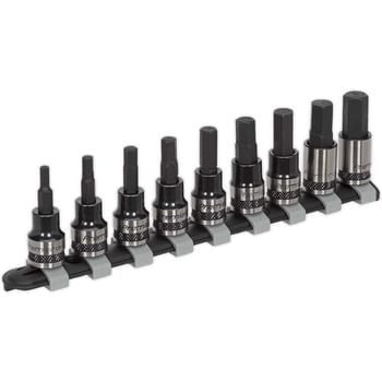 Sealey 9 Piece 3/8 Drive Hex Socket Bit Set Metric