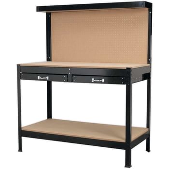 Sealey Metal Workbench with 2 Drawers and Pegboard