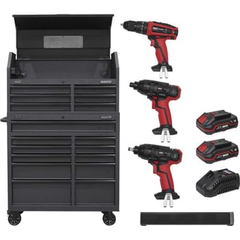 Sealey Roller Cabinet, Tool Chest, Power Bar and 20v Power Took Kit Sealey Roller Cabinet, Tool Chest, Power Bar and 20v Power Took Kit