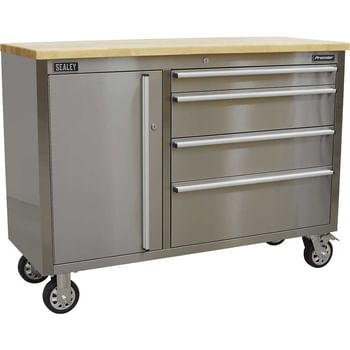Sealey Stainless Steel 4 Drawer Tool Roller Cabinet