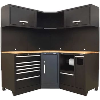 Sealey Premier MSS Oak Worktop Corner Storage System Combo