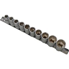 BlueSpot 10 Piece 1/2" Drive Bi Hex Socket Set on Rail Metric