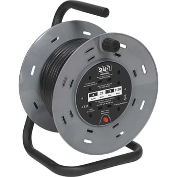 Sealey 4 Socket Heavy Duty Cable Extension Reel 240v