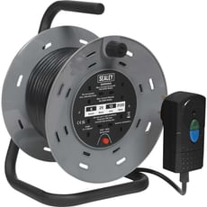 Sealey 2 Socket Cable Extension Reel and RCD Plug 240v