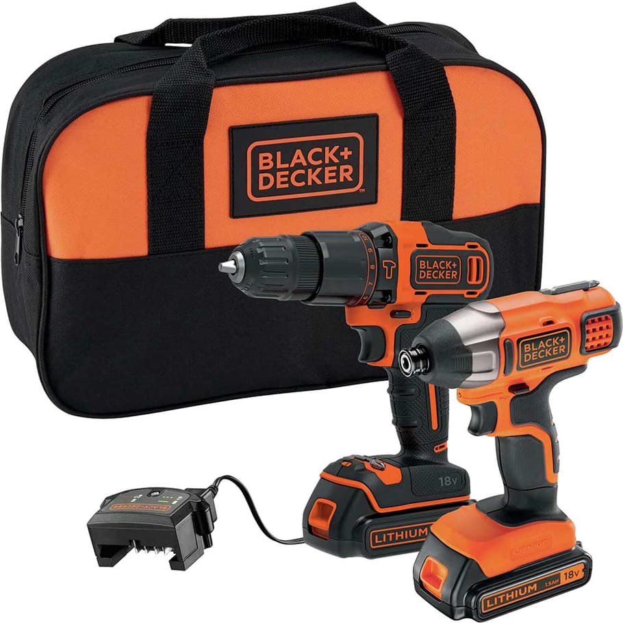 Black and Decker BCK25S2S 18v Cordless Combi Drill and Impact