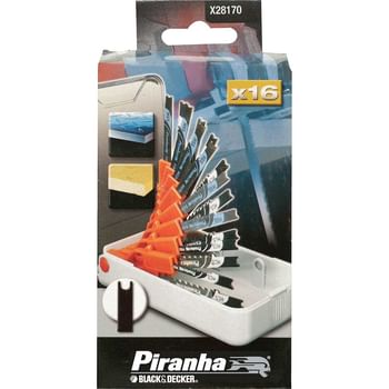 Black and Decker X28170 Piranha 16 Piece Wood U Shank Jigsaw Blade Set