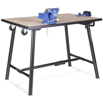 Armorgard Tuffbench Heavy Duty Folding Steel Workbench with Vice and Wheel Kit