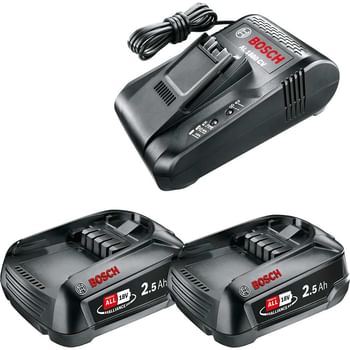 Bosch Genuine GREEN 18v Cordless Li-ion Twin Battery Pack 2.5ah and 8A Fast Charger Bosch Genuine GREEN 18v Cordless Li-ion Twin Battery Pack 2.5ah and 8A Fast Charger