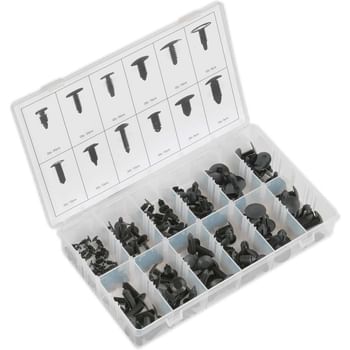 Sealey 168 Piece Trim Clip Assortment for GM, Chrysler and Ford Vehicles