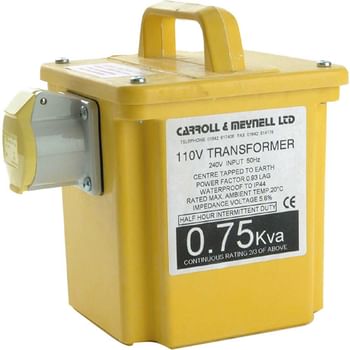 Carroll and Meynell 110v Portable Transformer 0.75Kva