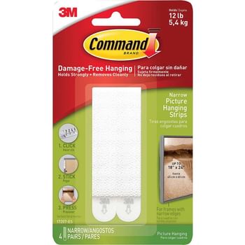 Command Narrow Picture Hanging Adhesive Strips