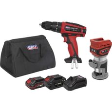 Sealey CP20VCOMBO SV20 20v Cordless Router and Combi Drill Kit