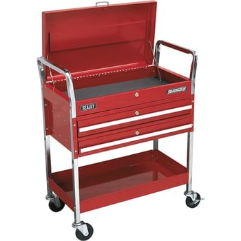 Sealey Heavy Duty 2 Shelf Workshop Trolley with Lockable Top