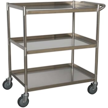 Sealey 3 Shelf Stainless Steel Workshop Trolley